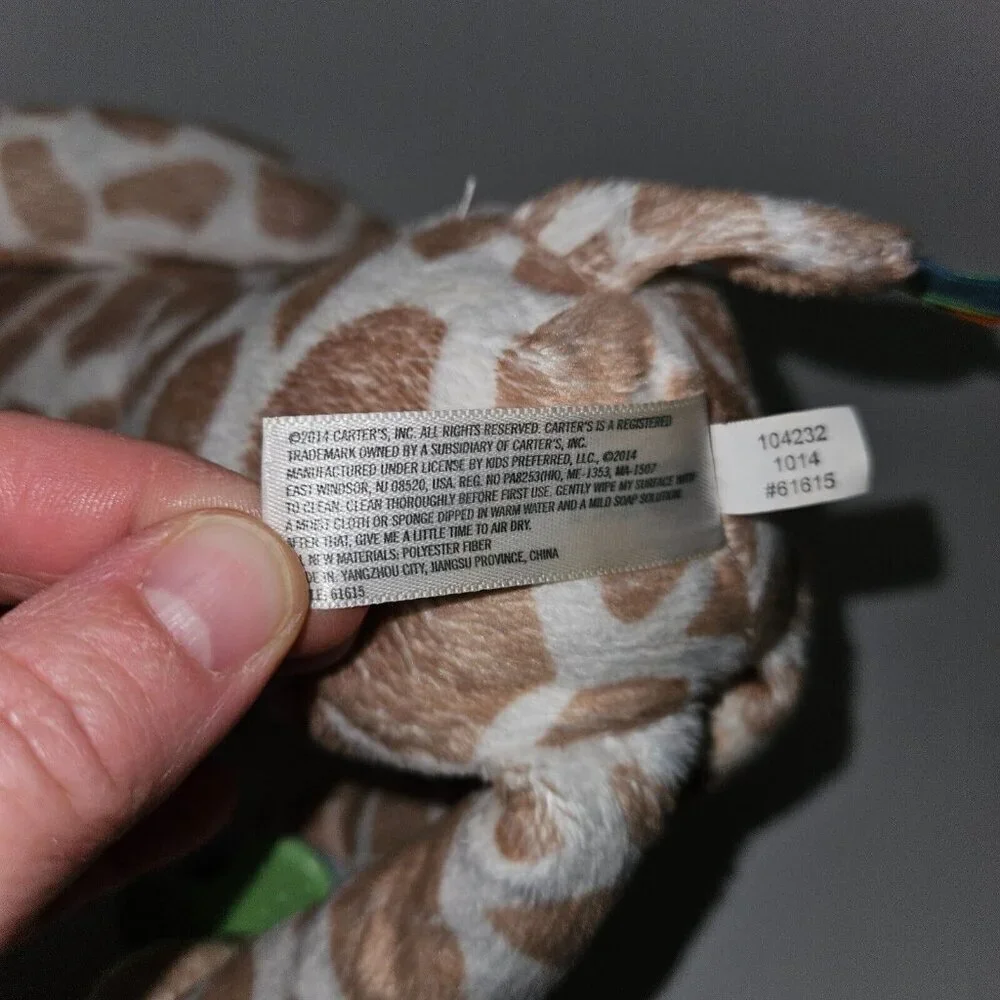 Carter's Giraffe Plush Rattle Crinkle Teether 12
